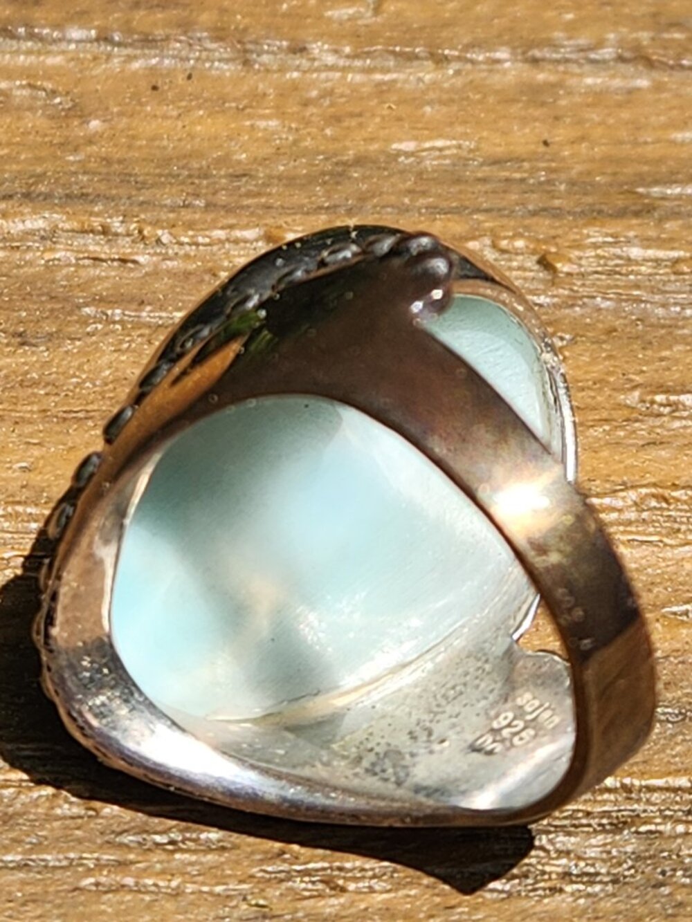 Sajen 925 Sterling Silver Blue White Larimar Ring Size 8 - Picture 8 of 16
